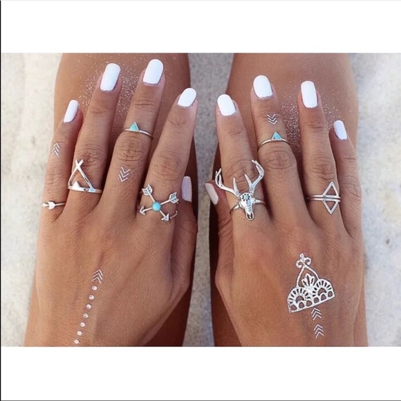 ❤️Boho Deer antler arrow 7 piece ring set❤️ - Picture 3 of 3